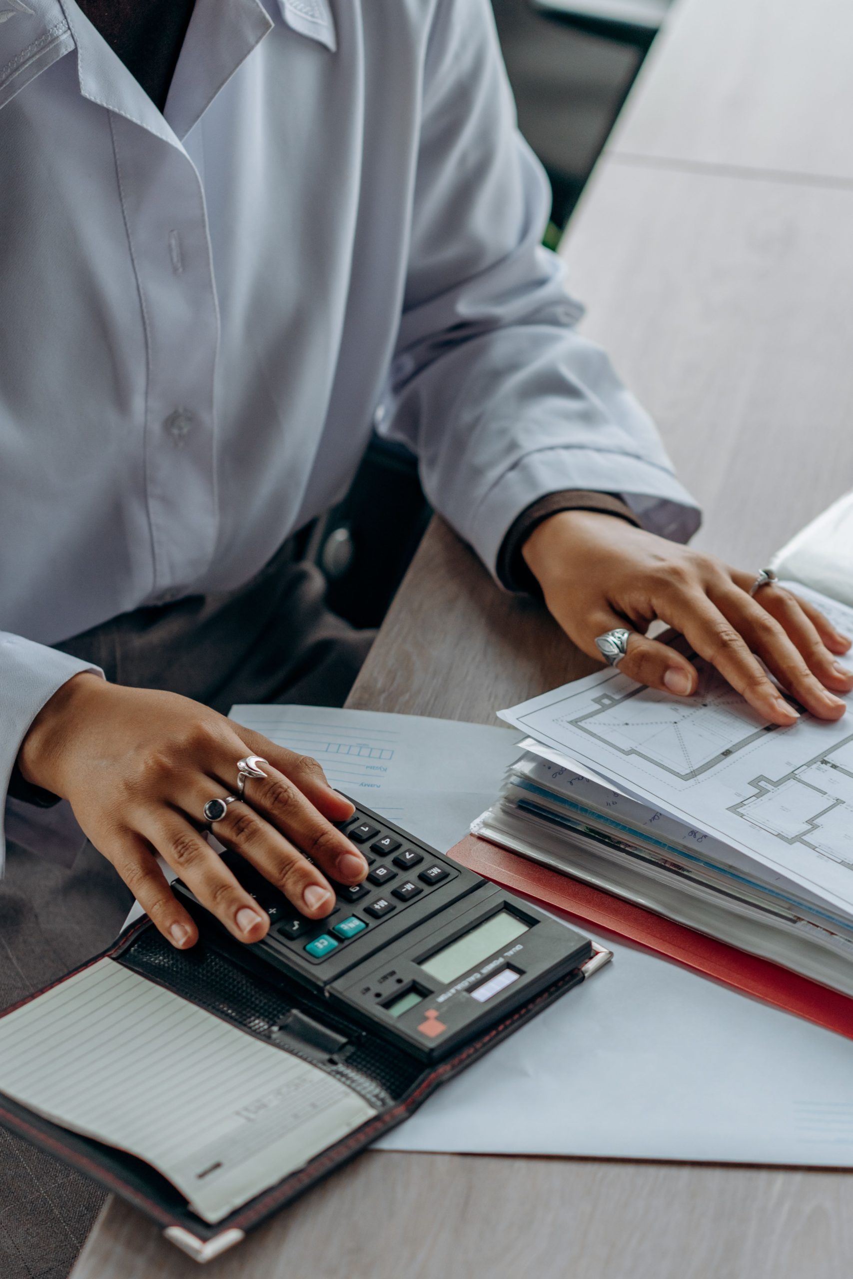 office worker with a calculator