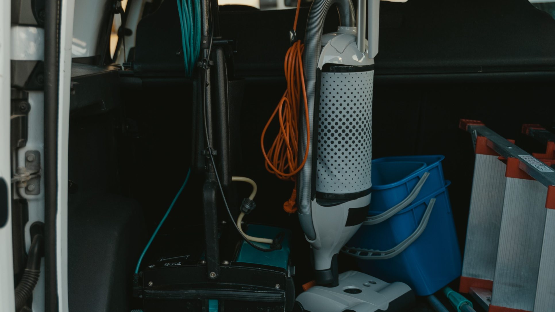 hoover in the back of a van